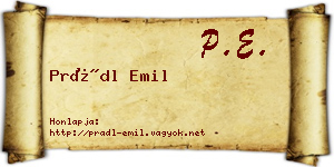 Prádl Emil névjegykártya